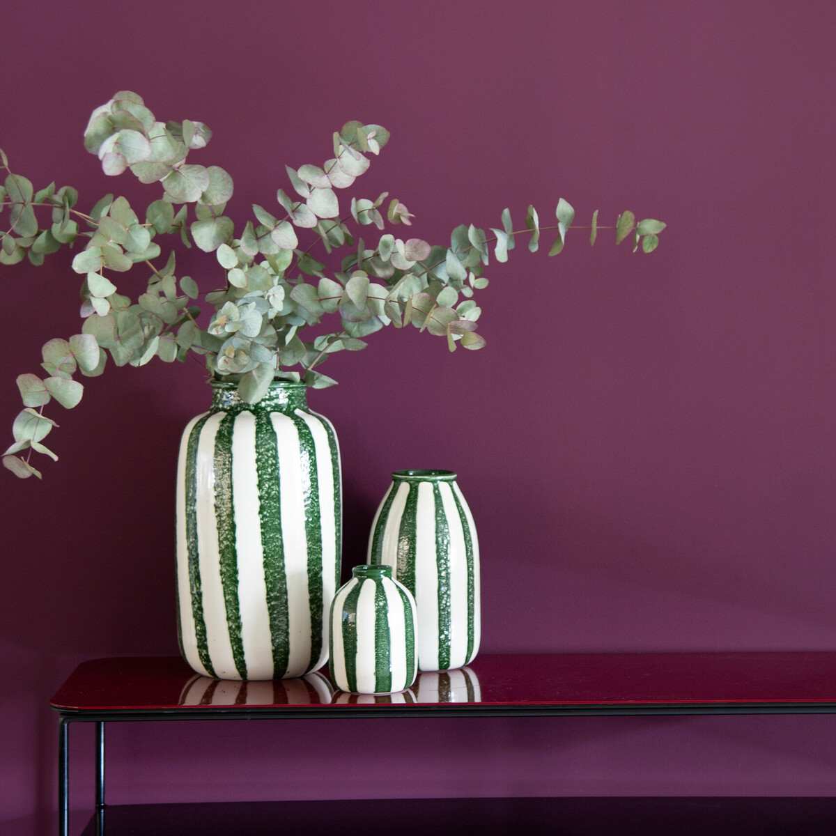 Decorative Vase Riviera, Green - H24 cm - Ceramic - image 2