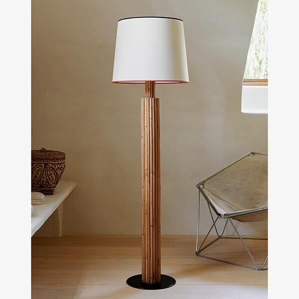 Floor Lamp Riviera, Natural - H155 cm - Wicker / Cotton shade - image 2