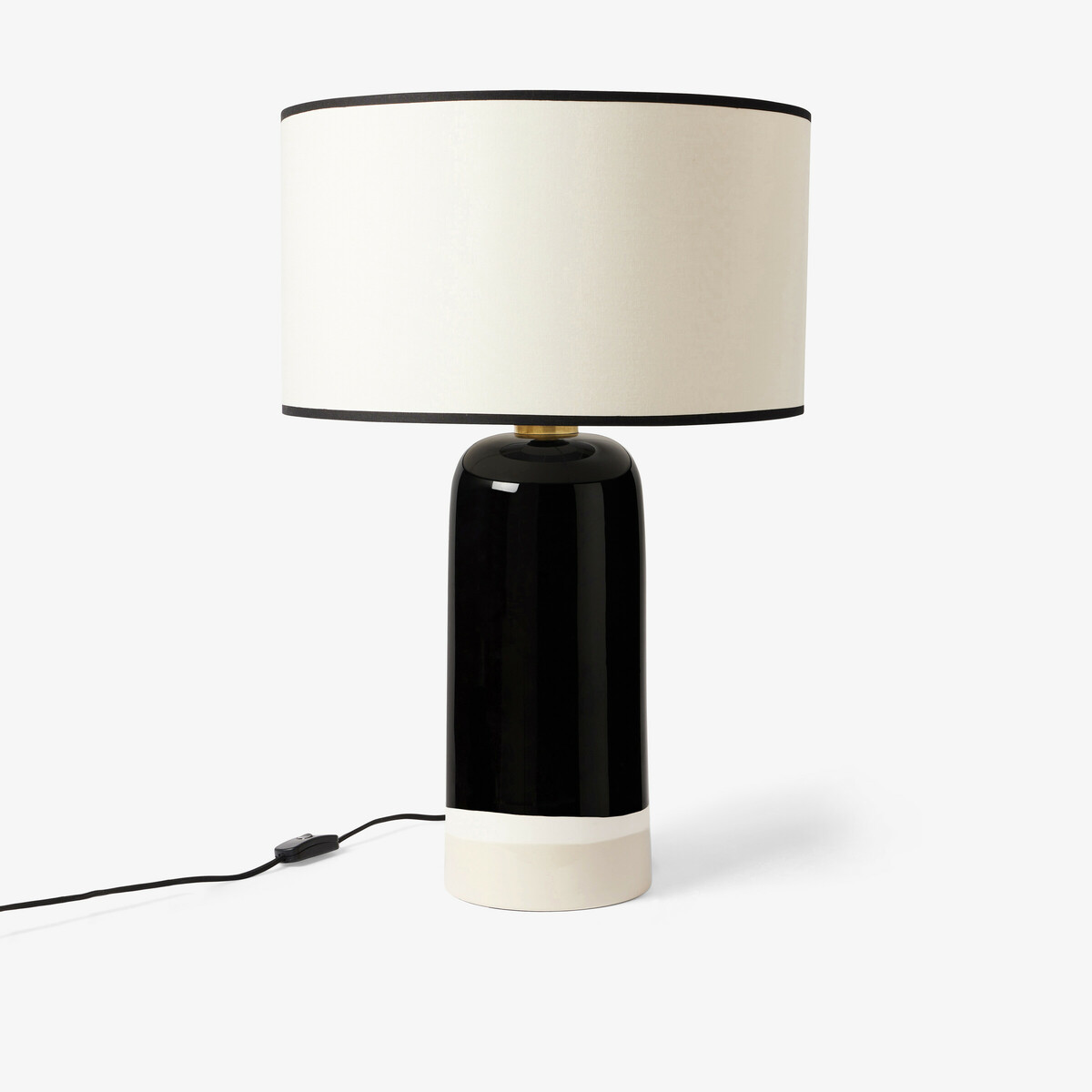 Lampe à poser Sicilia, Ecru/Noir - H60 cm - Céramique / Abat-jour Coton - image 2