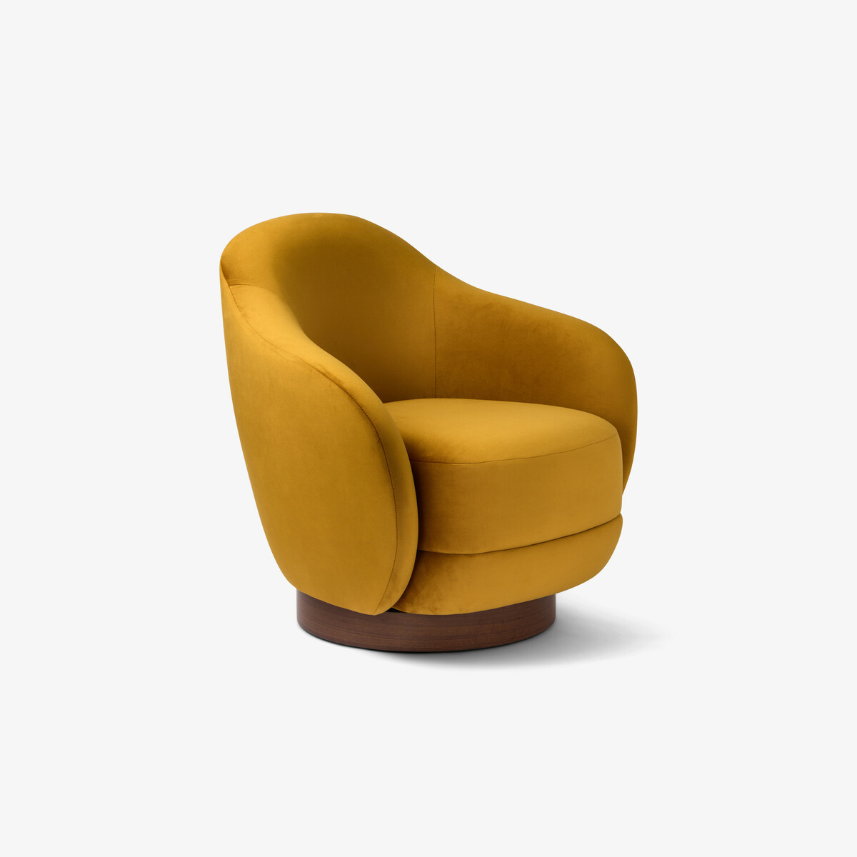 Fauteuil Bozzolo, Ocre - H72 x l75 x P71 cm - Noyer / Velours Polyester - image 2