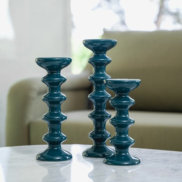 Candlestick Slavic, Blue Sarah - H20 cm - Ceramic - image 2