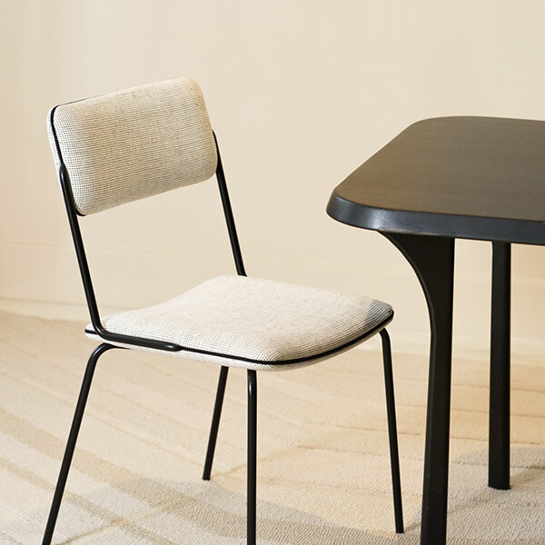 Chair Double Jeu, White / Linen - H85 x W51 x D43 cm - Dandy tissue / Steel - image 2