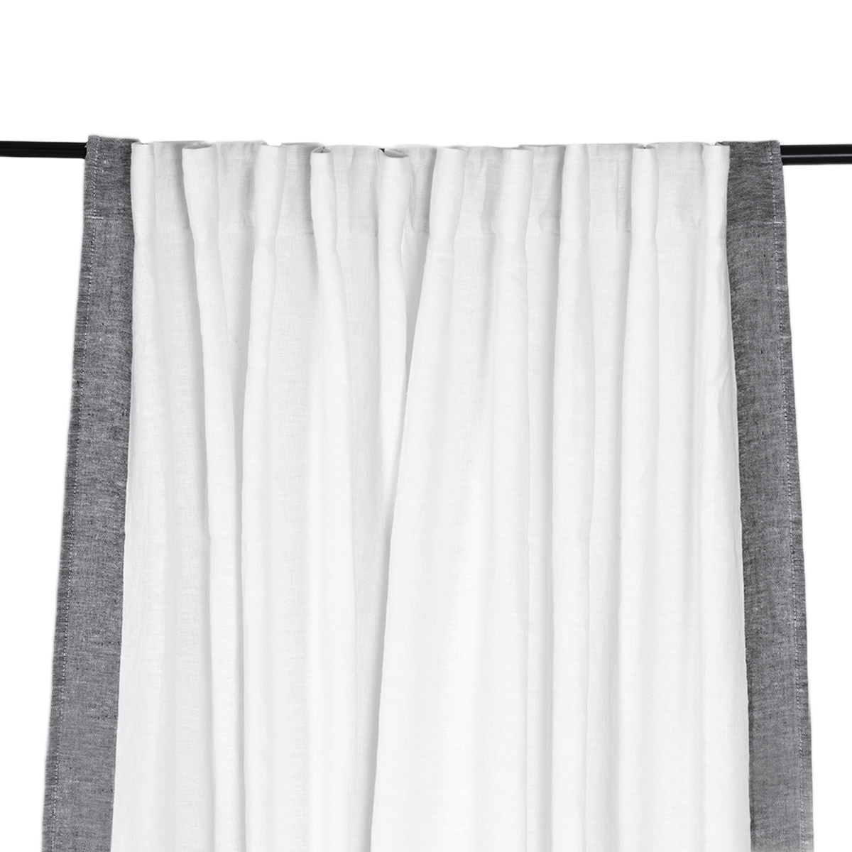 Curtain Ava, Jasmine / Black - 170 x 295 cm - 100% linen - image 1