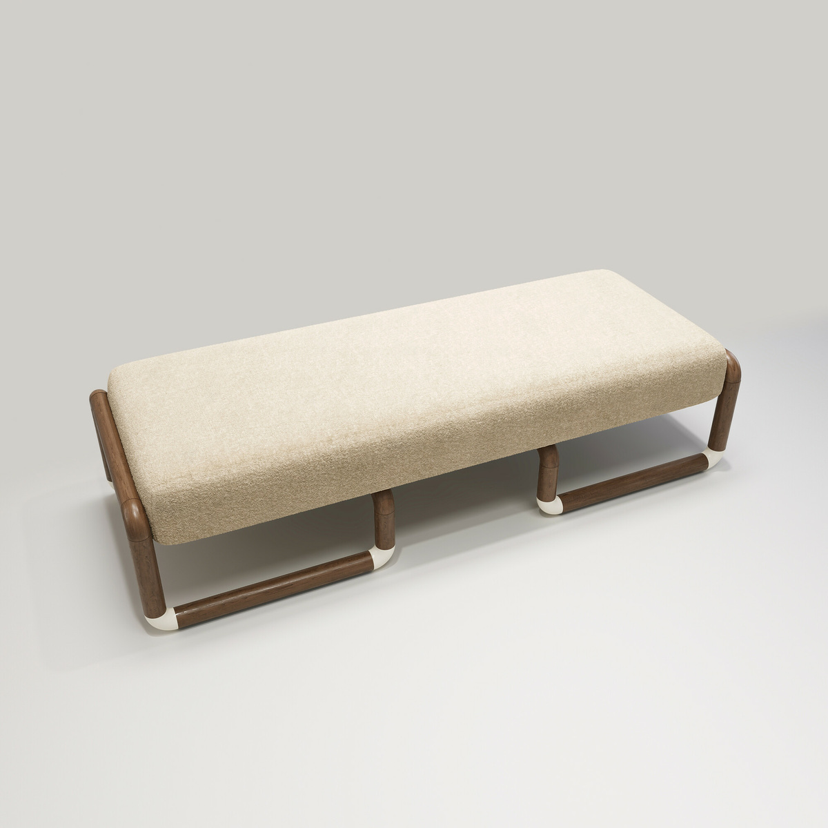 Nico bench, Cream - L160 x W60 x H42 cm - Walnut/Wool/Cotton - image 1