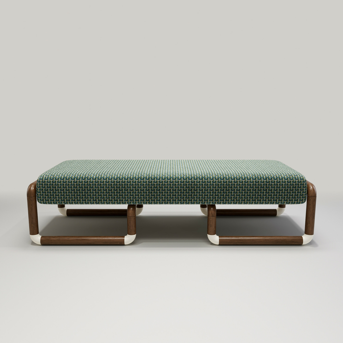 Nico bench, Printed - L160 x W60 x H42 cm - Walnut/Cotton - image 2