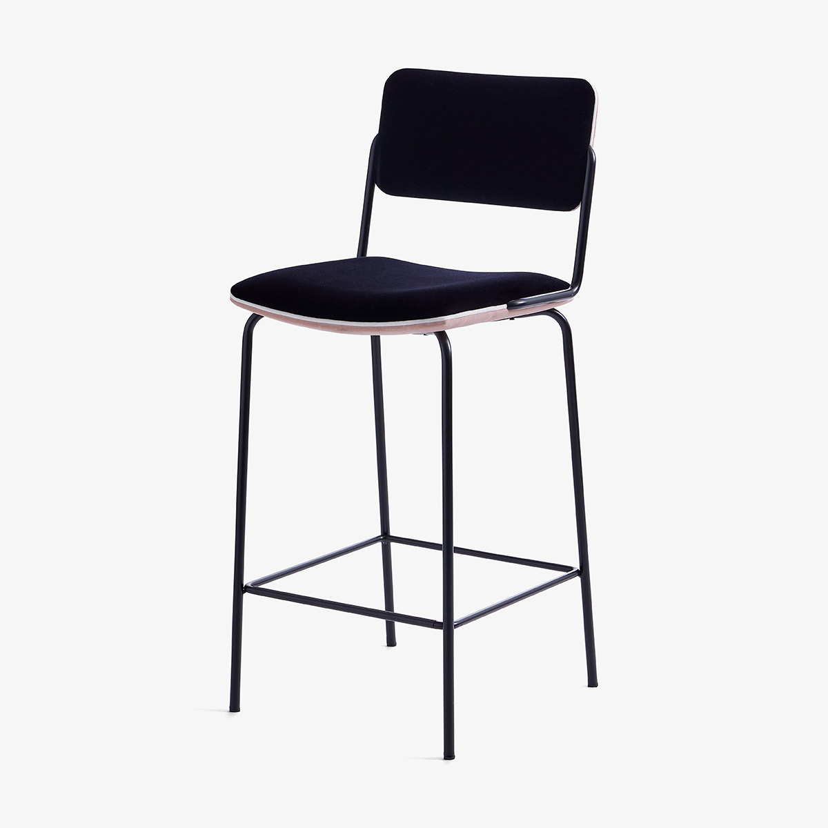 Kitchen island chair Double Jeu, Pink - H95 x W42 x D42 cm - Velvet / Steel - image 2