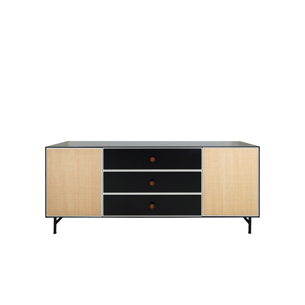 Sideboard Essence, Black / Ivory - L180 x W45 x H75 cm - Lacquered wood - image 1