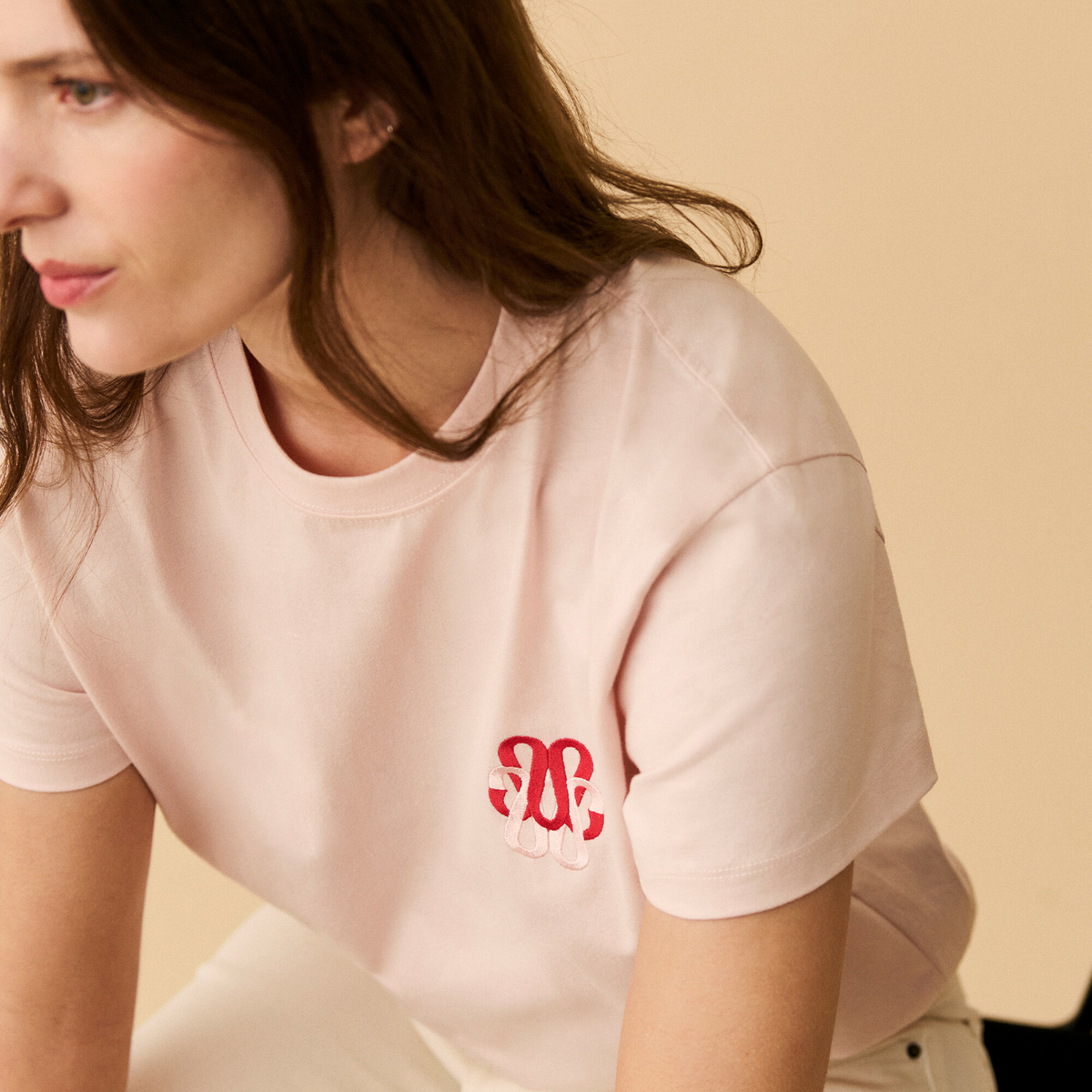 Monogram T-shirt, Baby Pink- Round Neck - 100% Cotton - image 2
