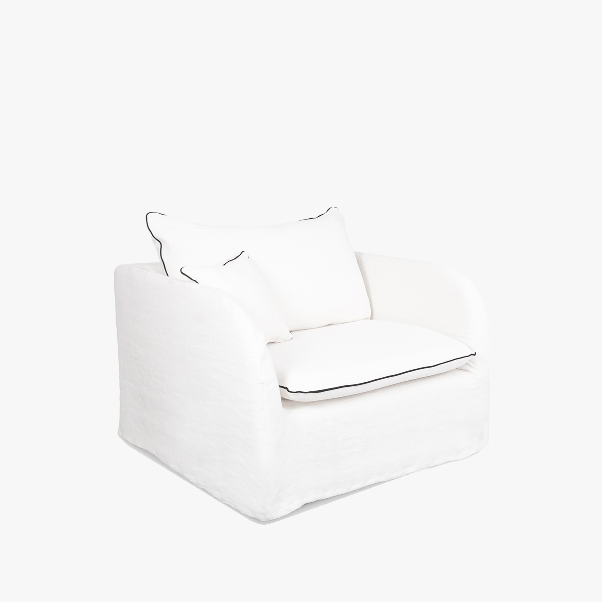 Convertible Armchair Riviera, White / Black - H80 x W110 x D92 cm - Wood / MSL tissue - image 2