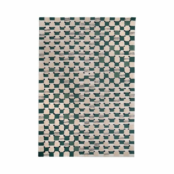 Tapis Damier, Cactus - 200 x 300 cm - Laine / Coton - image 1