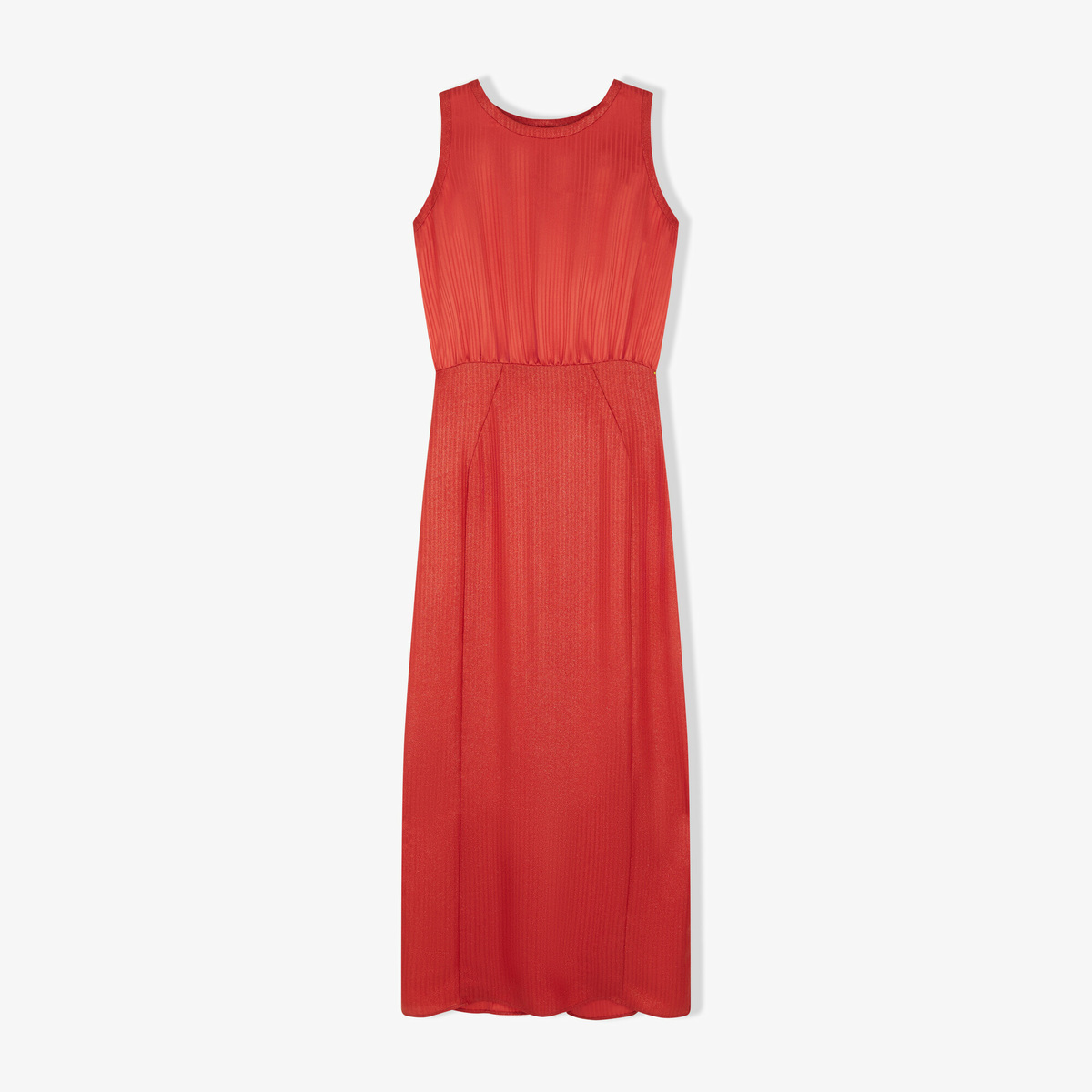 Dauphine Long Dress, Bloody Orange Jacquard - Silk - image 1