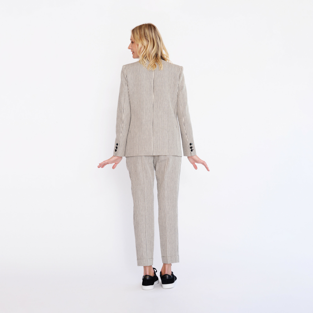 Pantalon costume Diderot Rayé, Noir et Blanc - Coupe droite - image 5