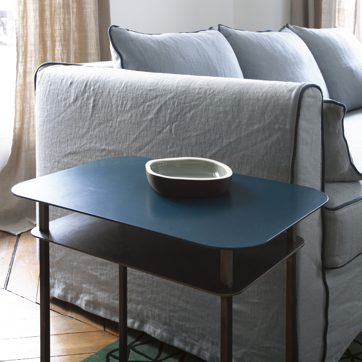 Table d'appoint Kara, Bleu - L60 x l40 x H55 cm  - Acier brut Thermolaqué - image 5
