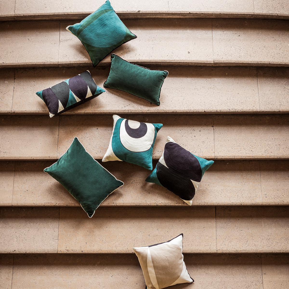 Cushion Double Jeu, Ochre / Jasmine - 55 x 40 cm - Cotton velvet - image 20
