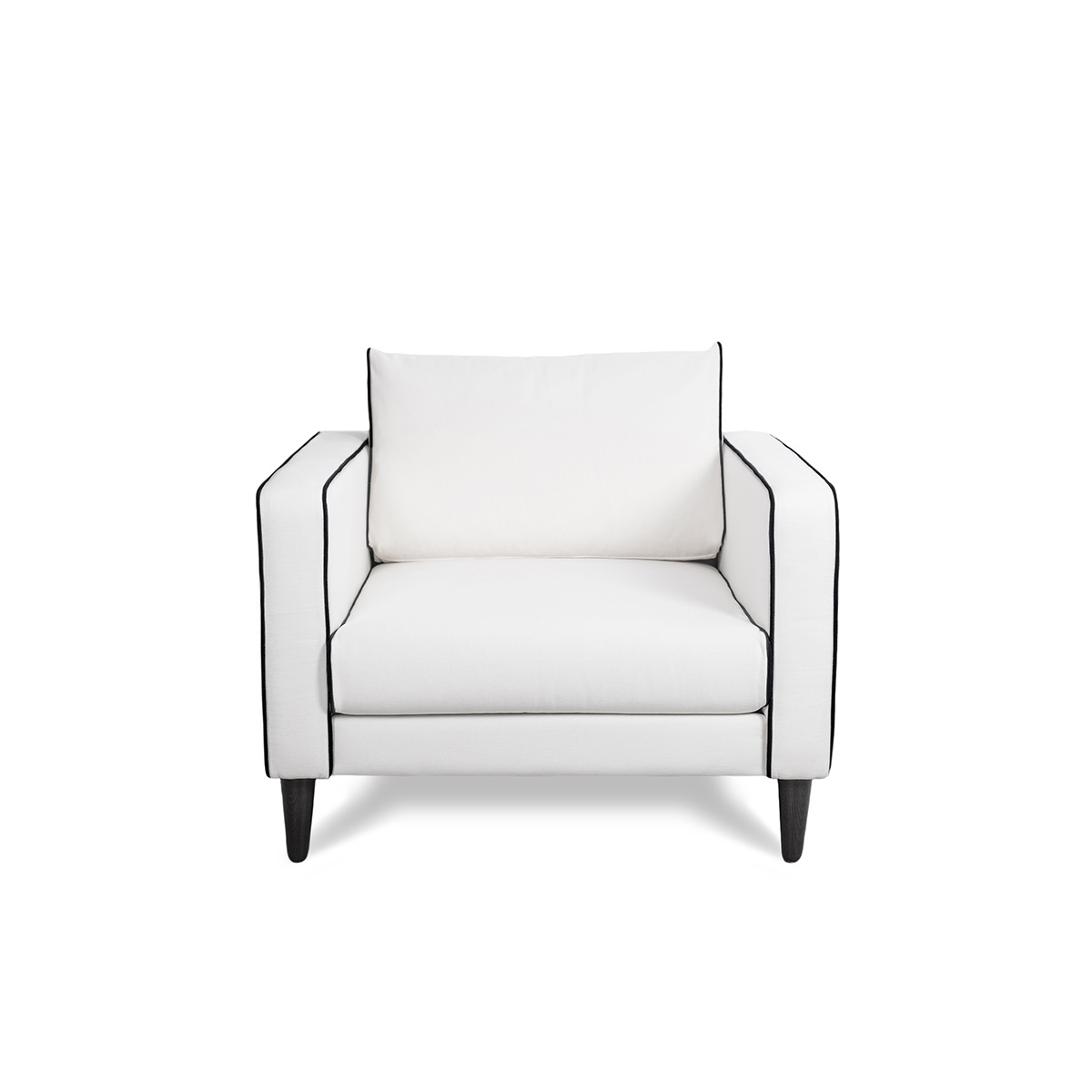 Armchair Noa, White / Black - H77x W90 x D90 cm - Cotton / Wood - image 2