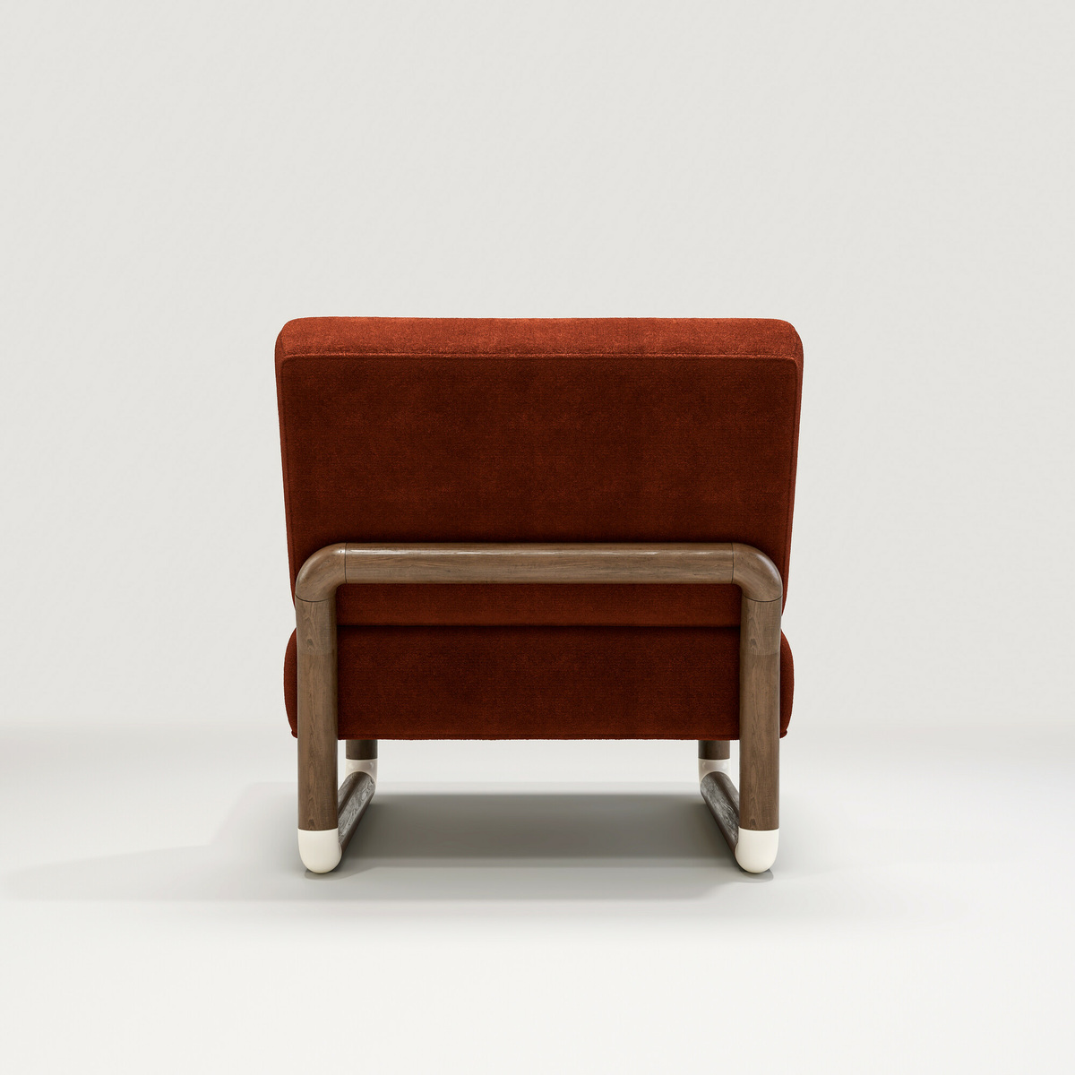Fireside chair Nico, Rouge - L71 x P82 x H76,8 cm - Noyer/Mohair - image 2