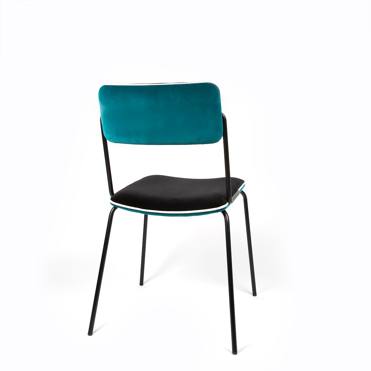 Chair Double Jeu, Bleu Sarah - H85 x W51 x D43 cm - Steel / Velvet - image 3