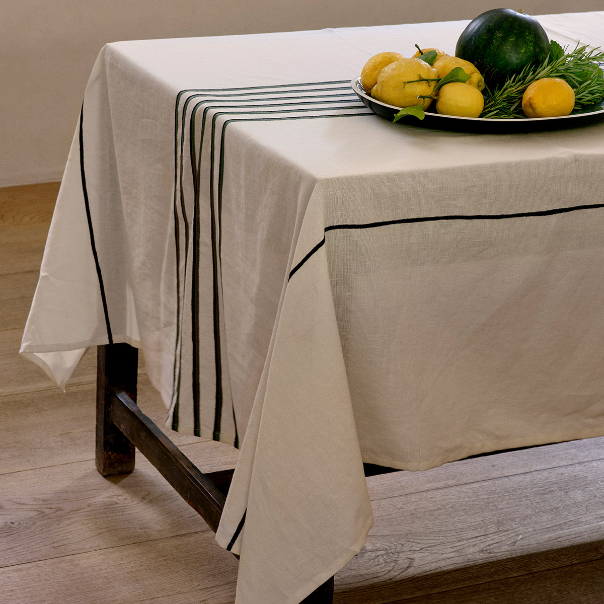 Tablecloth Echo, Ecru / Eucalyptus - Different sizes - Linen / Cotton - image 3