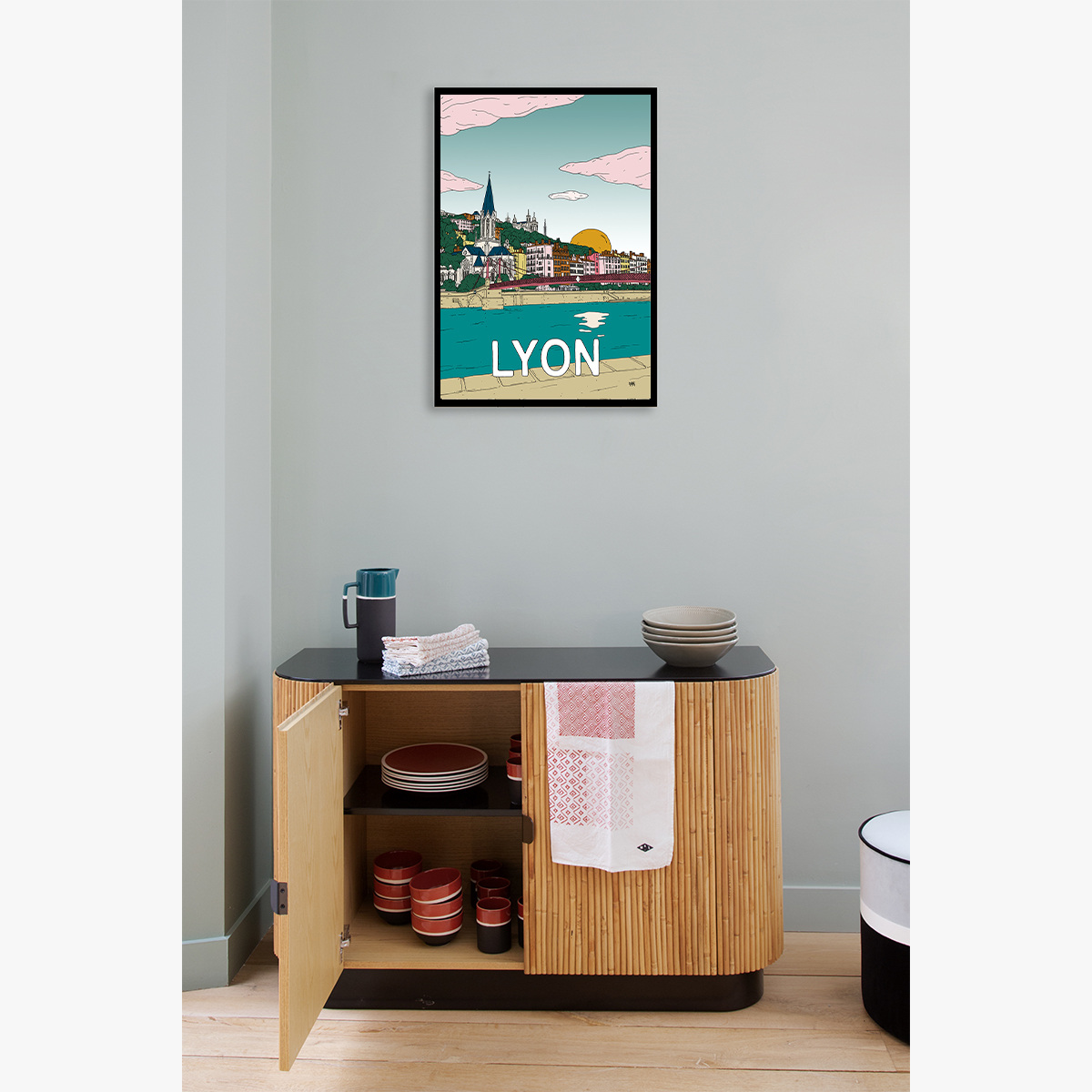 Affiche Lyon, Papier demi-mat - L70 x l50 cm - image 2