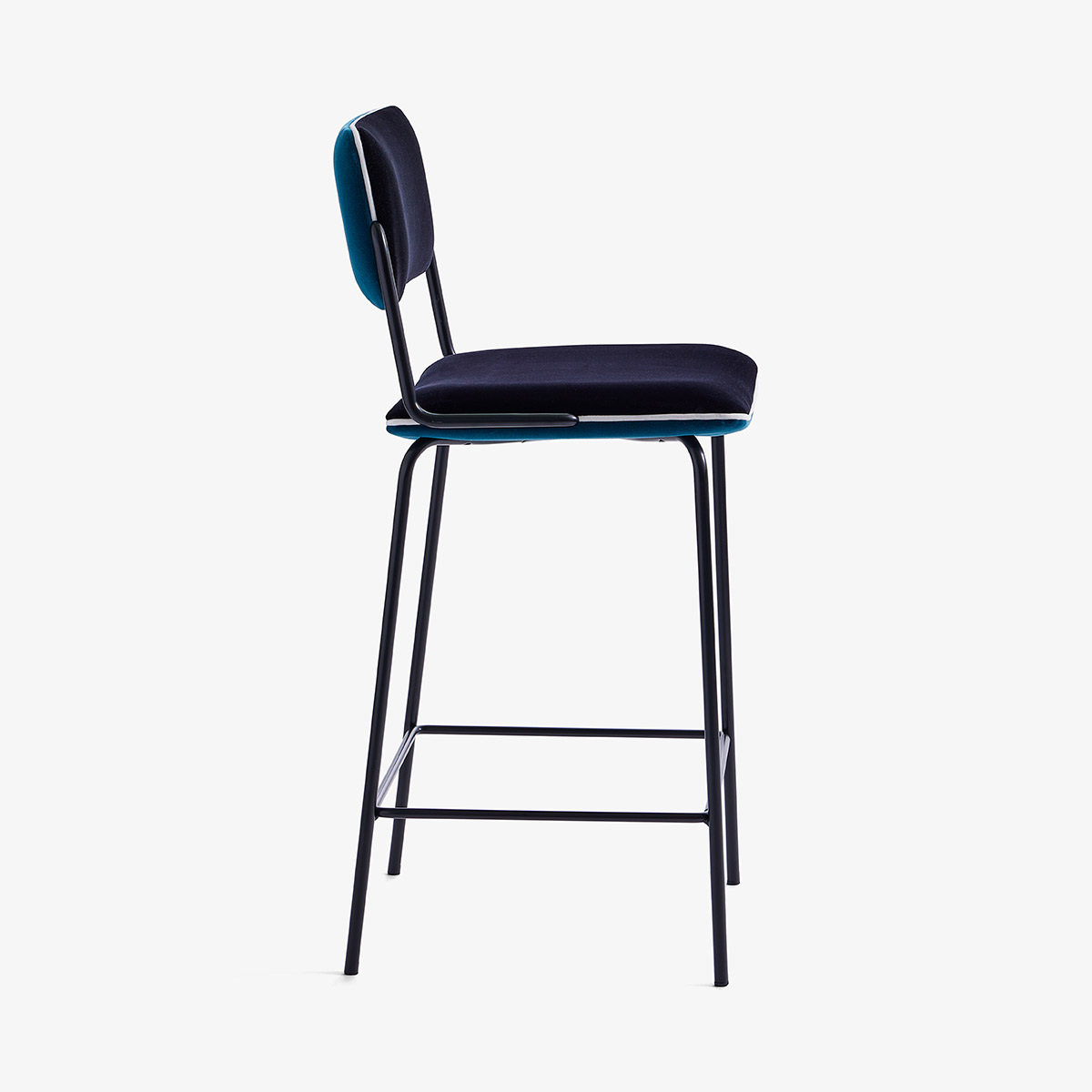 Kitchen island chair Double Jeu, Bleu Sarah - H95 x L42 x D42 cm - Velvet / Steel - image 1