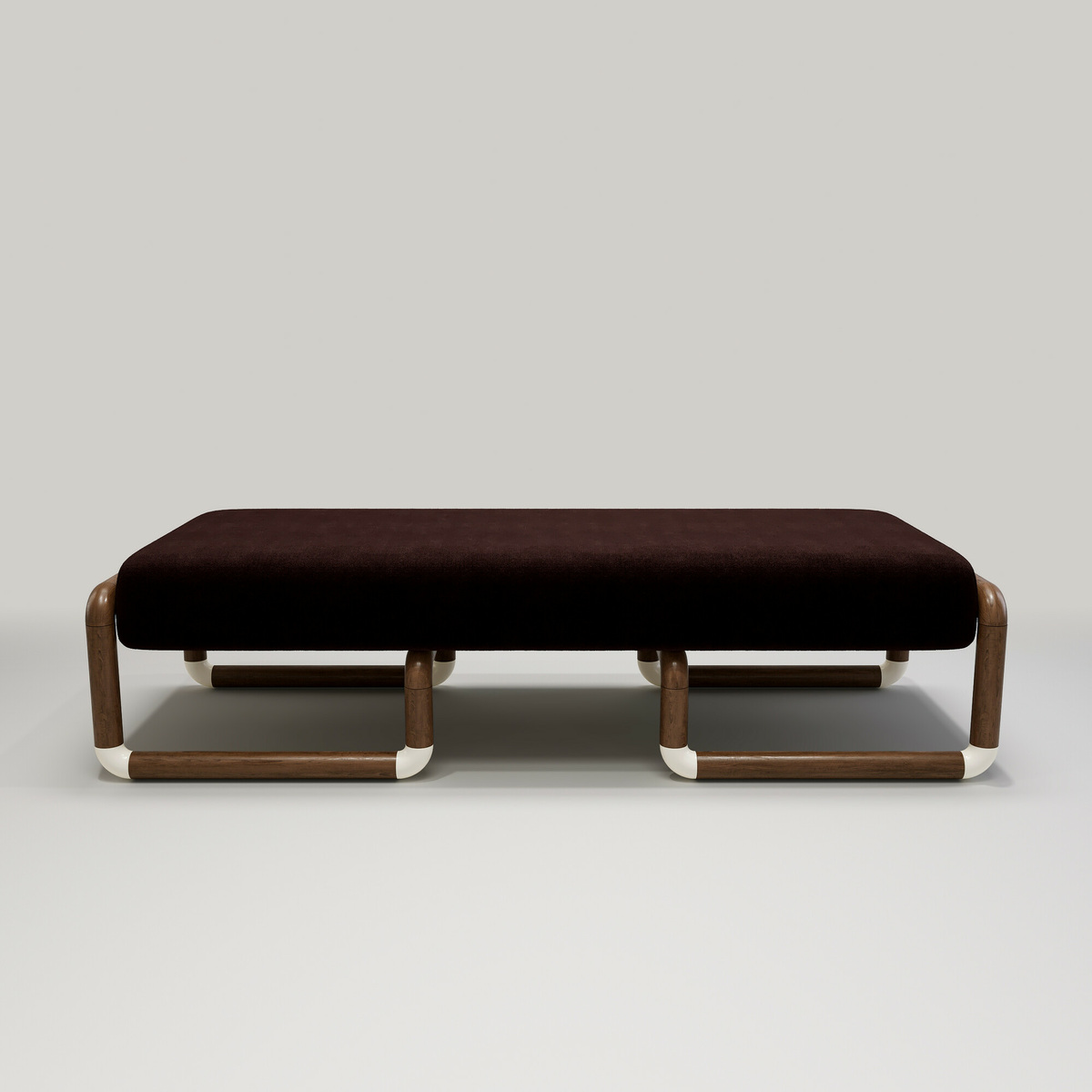 Nico bench, Aubergine - L160 x W60 x H42 cm - Walnut/Mohair - image 2