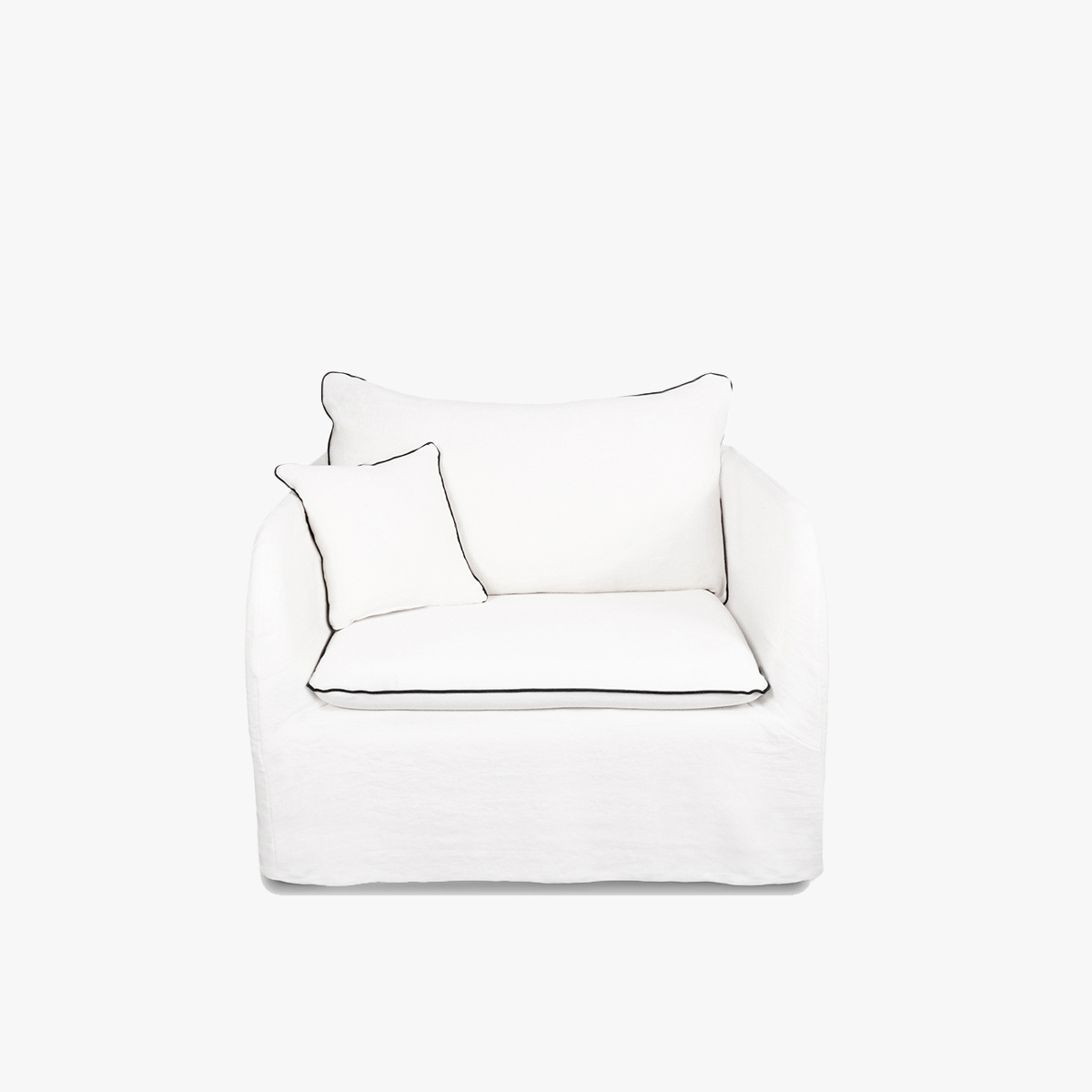 Convertible Armchair Riviera, White / Black - H80 x W110 x D92 cm - Wood / MSL tissue - image 1