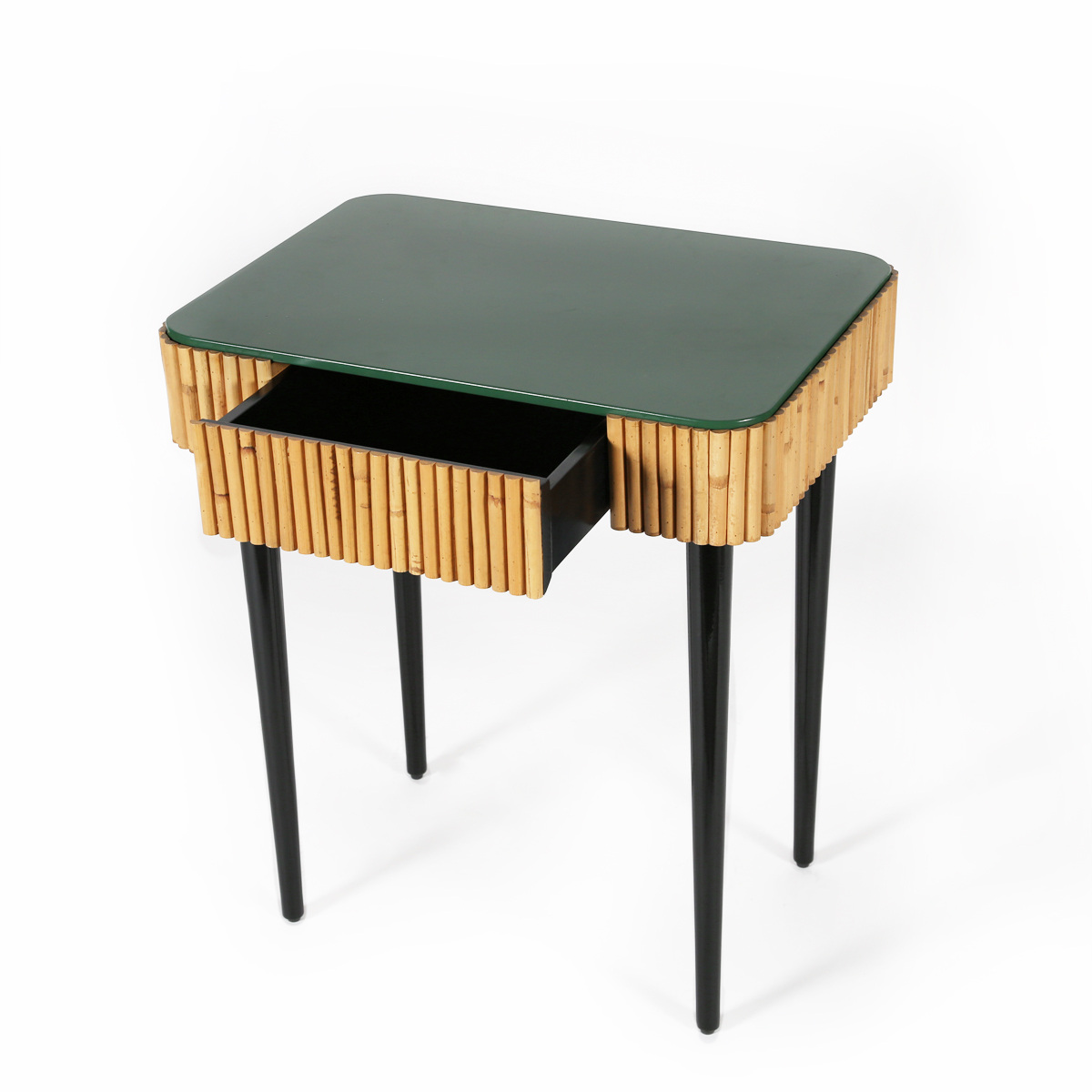 Bedside Table Riviera, Black Radish - H65 cm - Wicker / Lacquered wood - image 10
