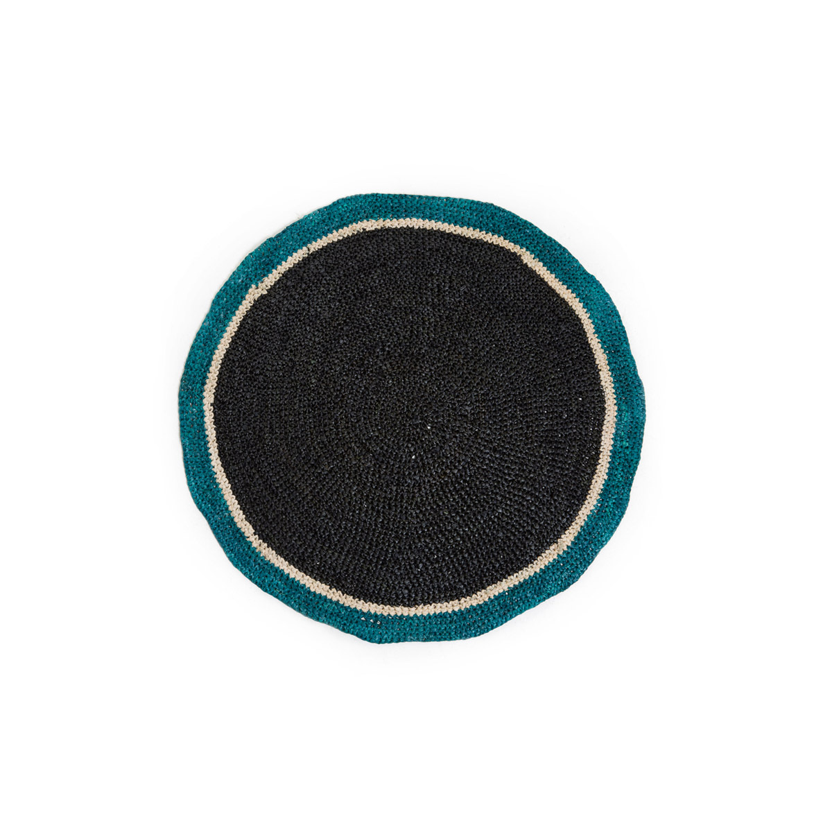 Set de Table Globe, Noir / Bleu Sarah - ø38 cm  - Raphia - image 1