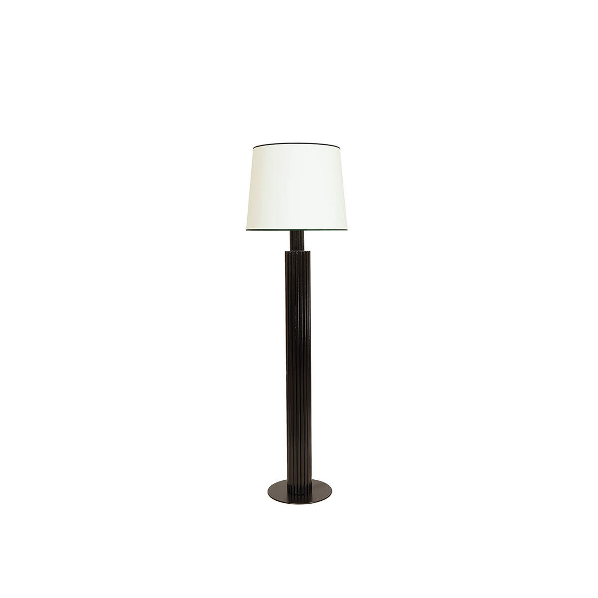 Floor Lamp Riviera, Black - H155 cm - Rattan / Cotton shade - image 1