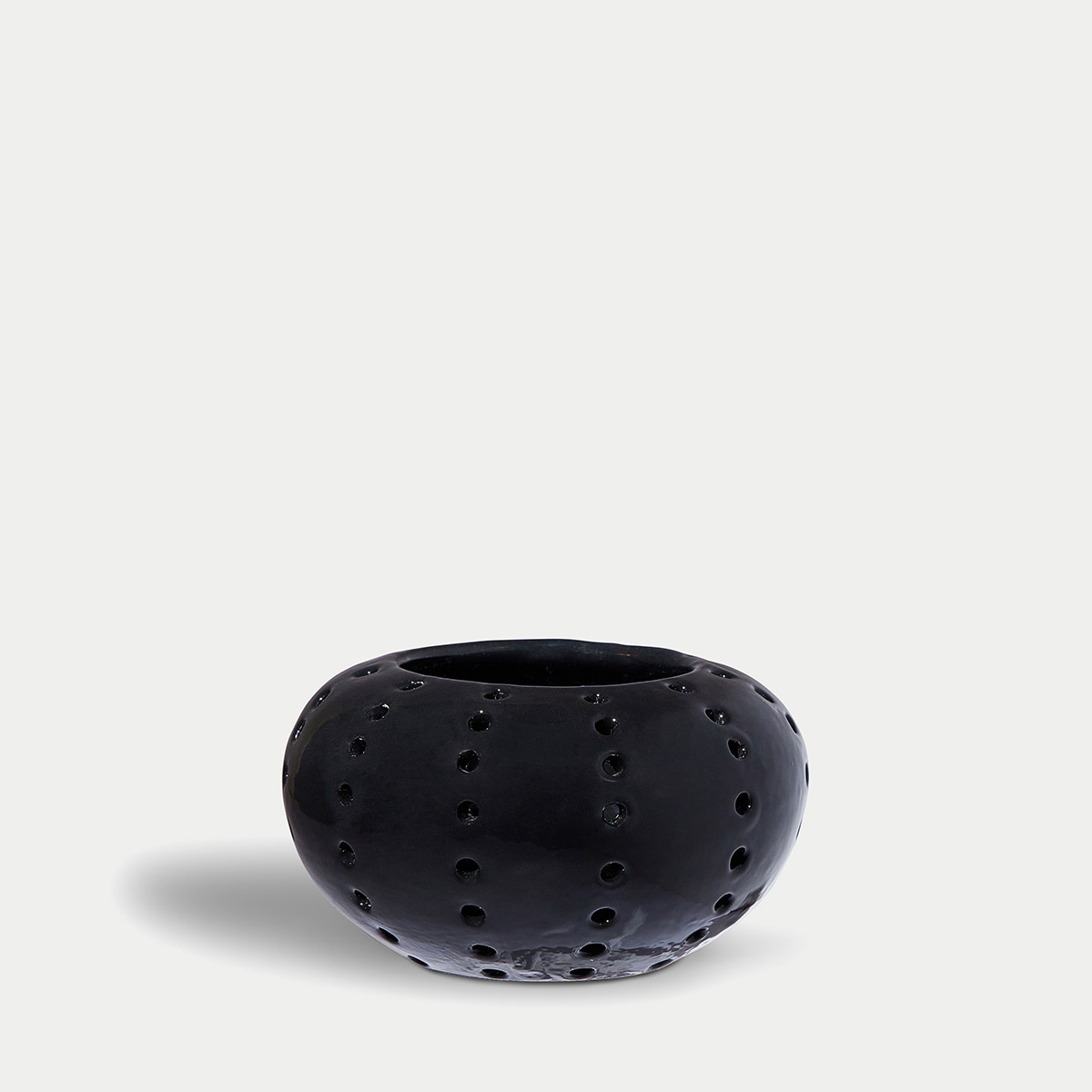 Photophore Sea Urchin, Black - ⌀9,5 cm - Stoneware - image 1