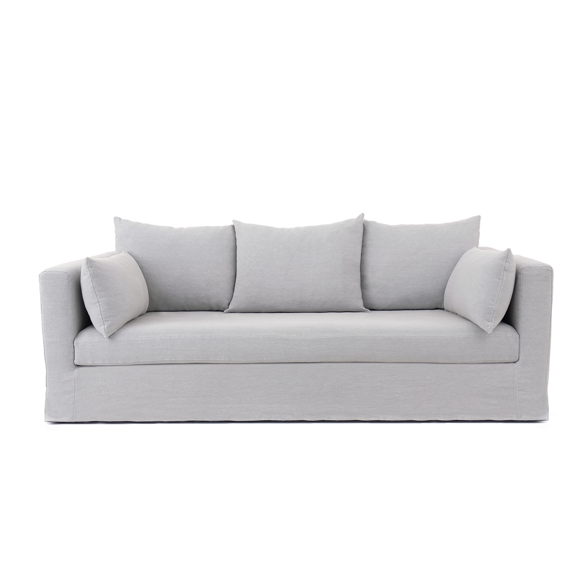 Box Sofa, L220 x P105 x H85 cm - Light Grey - Linen - image 1