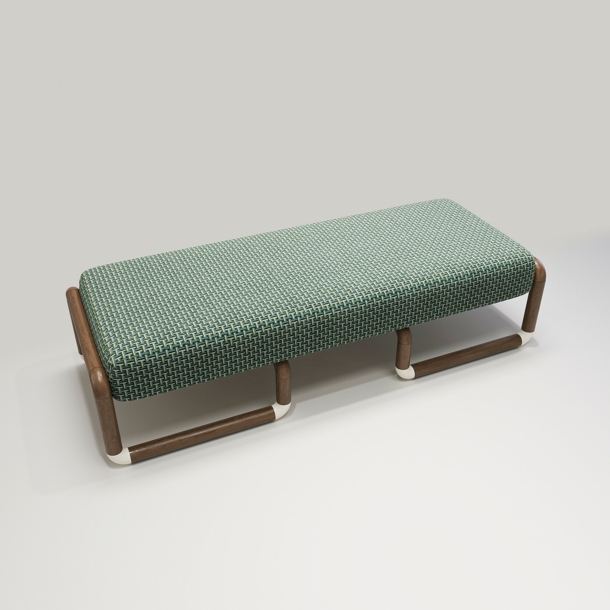 Nico bench, Printed - L160 x W60 x H42 cm - Walnut/Cotton - image 1