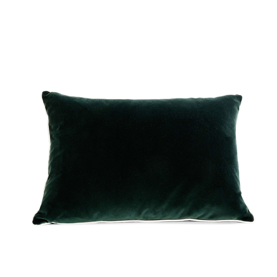 Cushion Double Jeu, Ochre / Jasmine - 55 x 40 cm - Cotton velvet - image 16