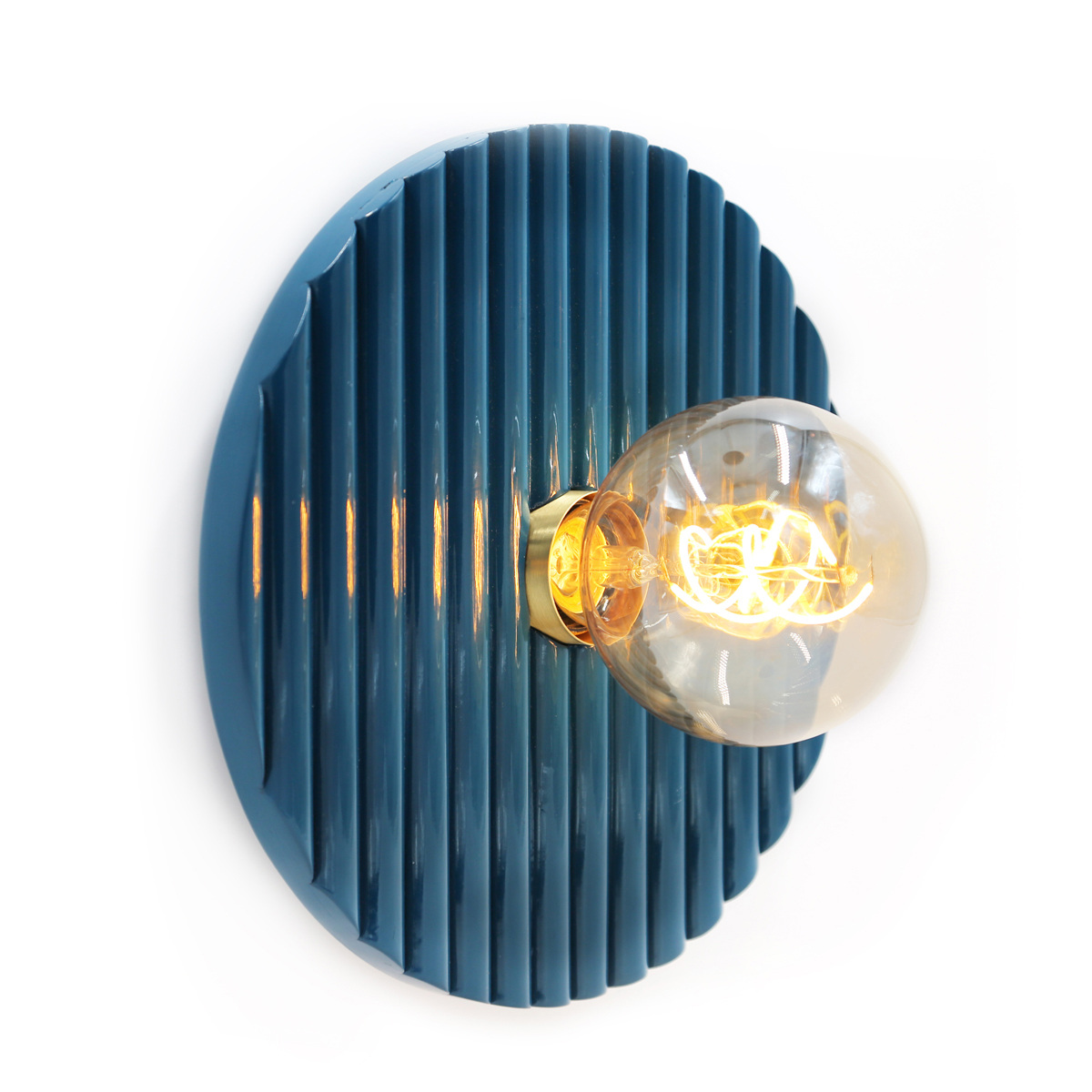 Riviera Wall Lamp, Blue - ⌀25 cm - Lacquered wood - image 1