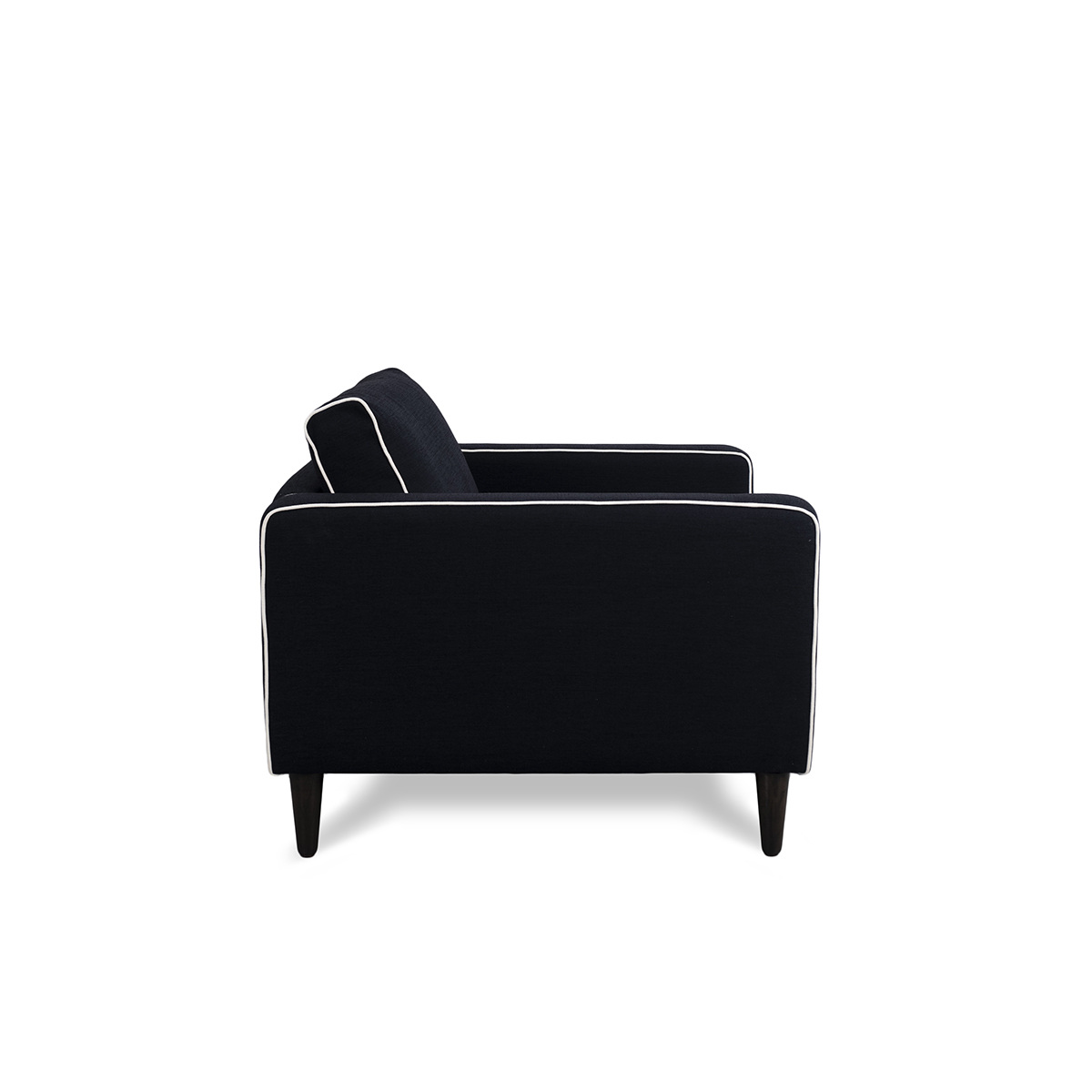 Armchair Noa, Black / White - H77x W90 x D90 cm - Cotton / Wood - image 5