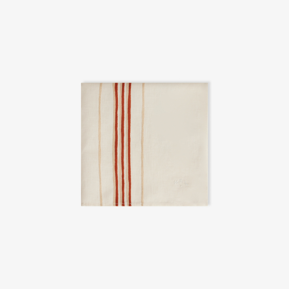 Napkin Echo, Off-White/Terracota- 45 x 45 cm - Linen / Cotton - image 1