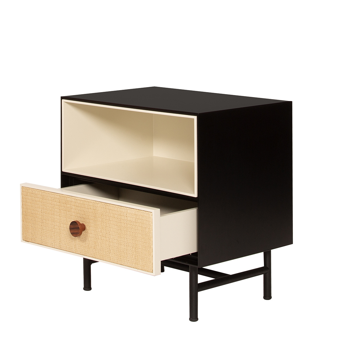 Bedside Table Essence, Black / Ivory - LL55 x W38 x H55 cm - Lacquered wood - image 2