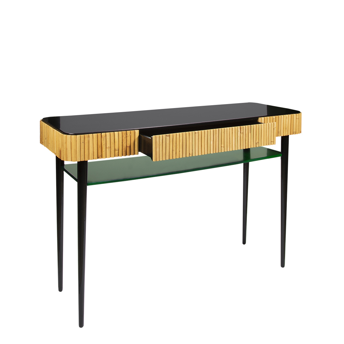 Console Table Riviera, Bleu Sarah - L120 cm - Rattan / Lacquered wood - image 8