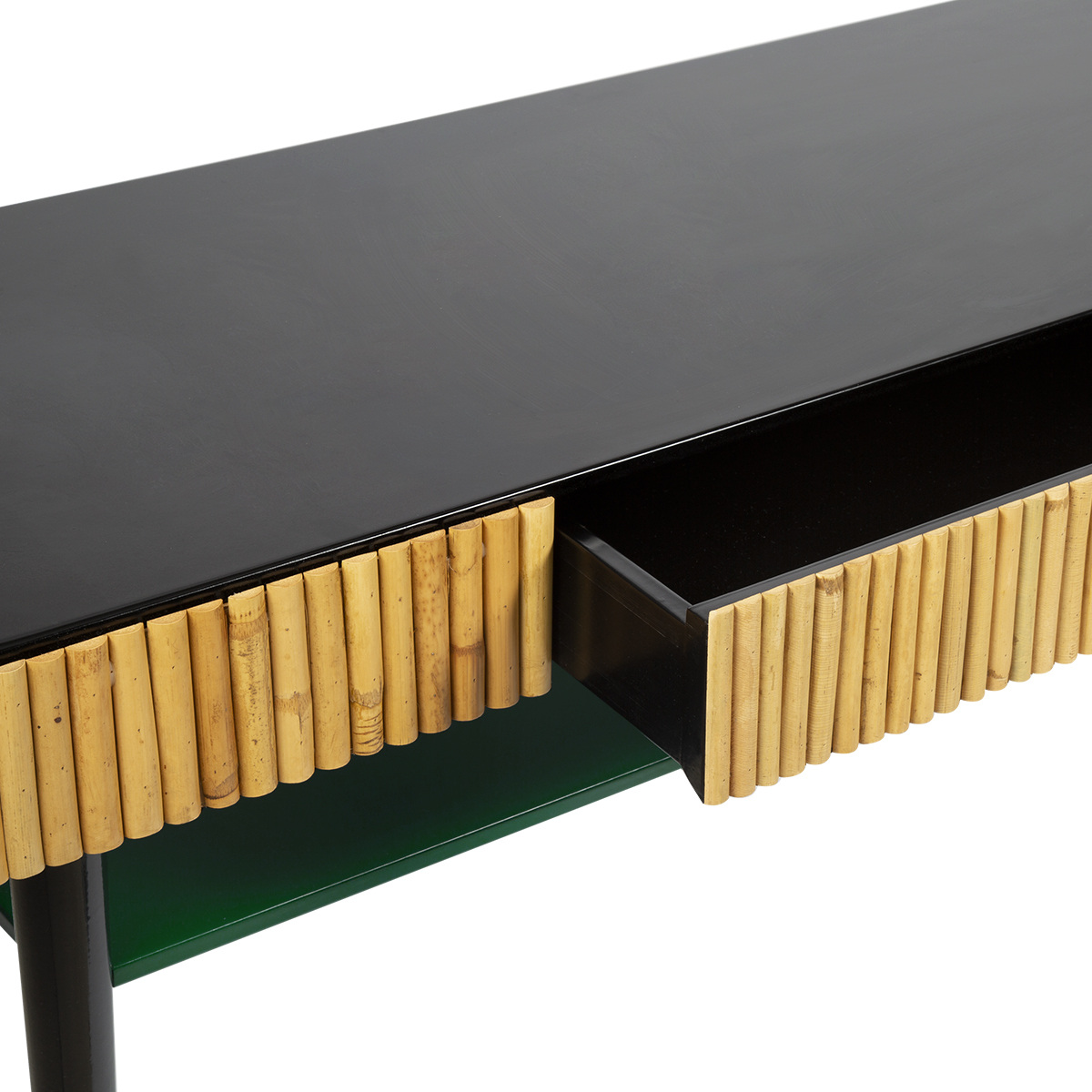 Console Table Riviera, Bleu Sarah - L120 cm - Rattan / Lacquered wood - image 9