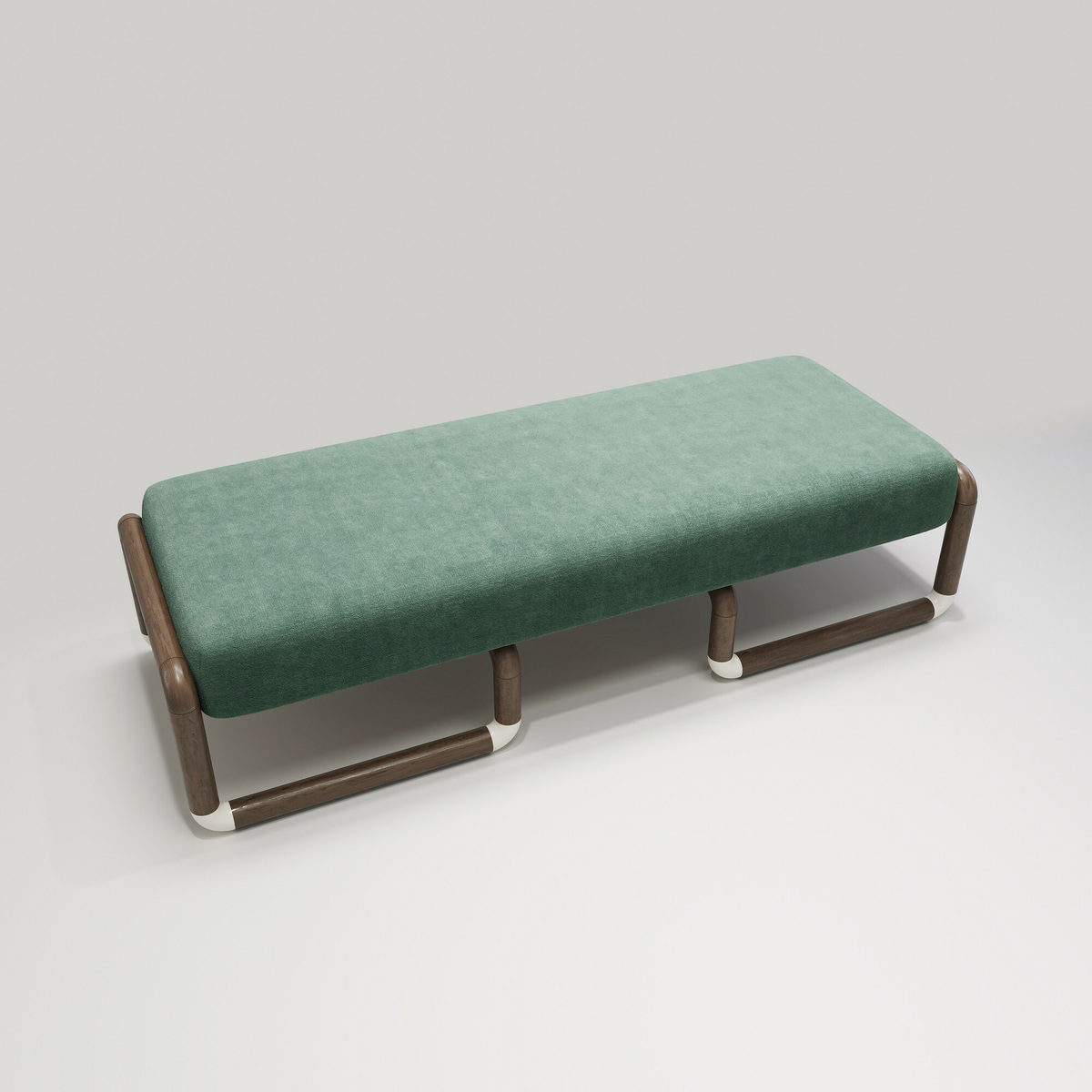 Nico bench, Aqua - L160 x W60 x H42 cm - Walnut/Mohair - image 1
