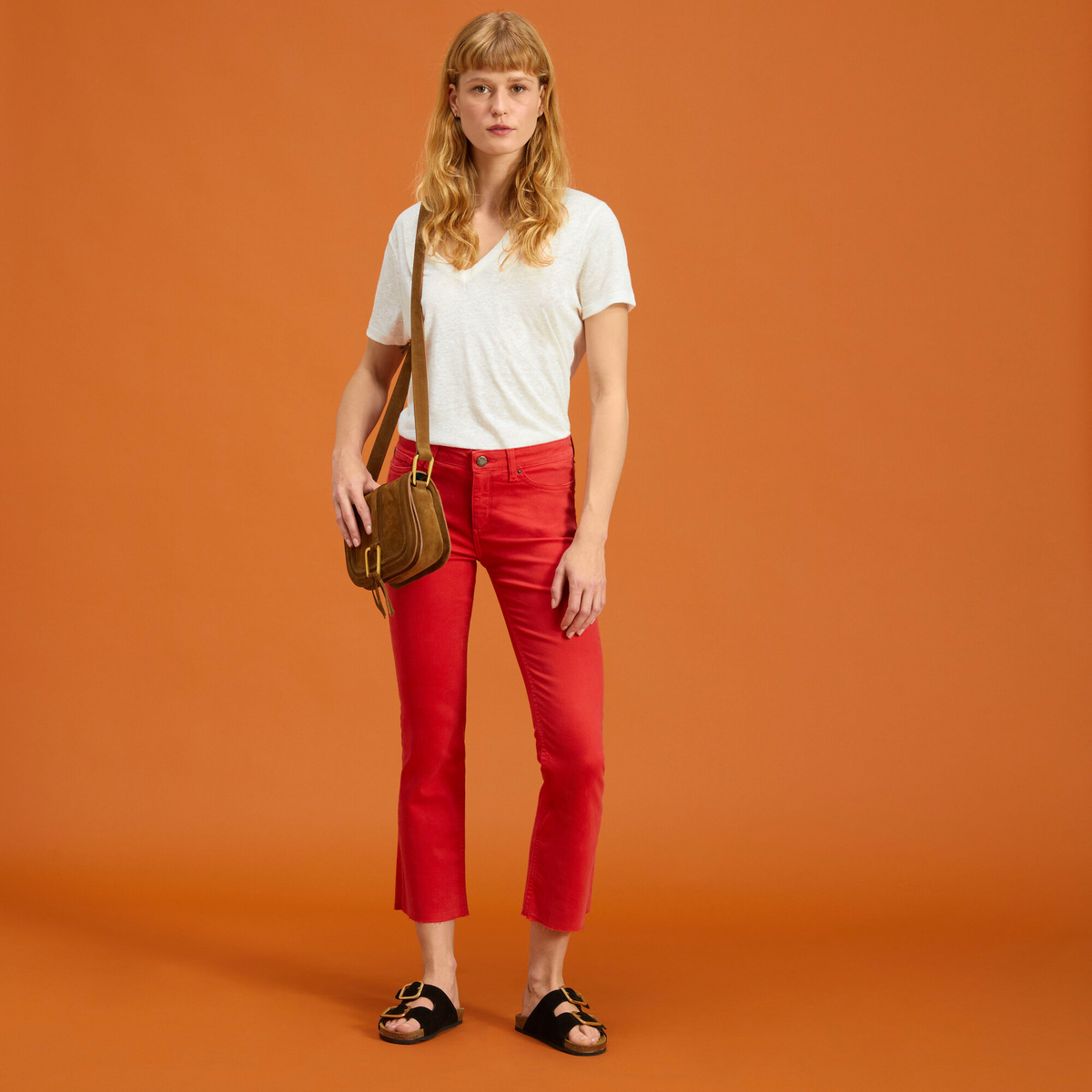 Sol Cropped Jean, Lava - Flared Short Jean - Cotton - image 1