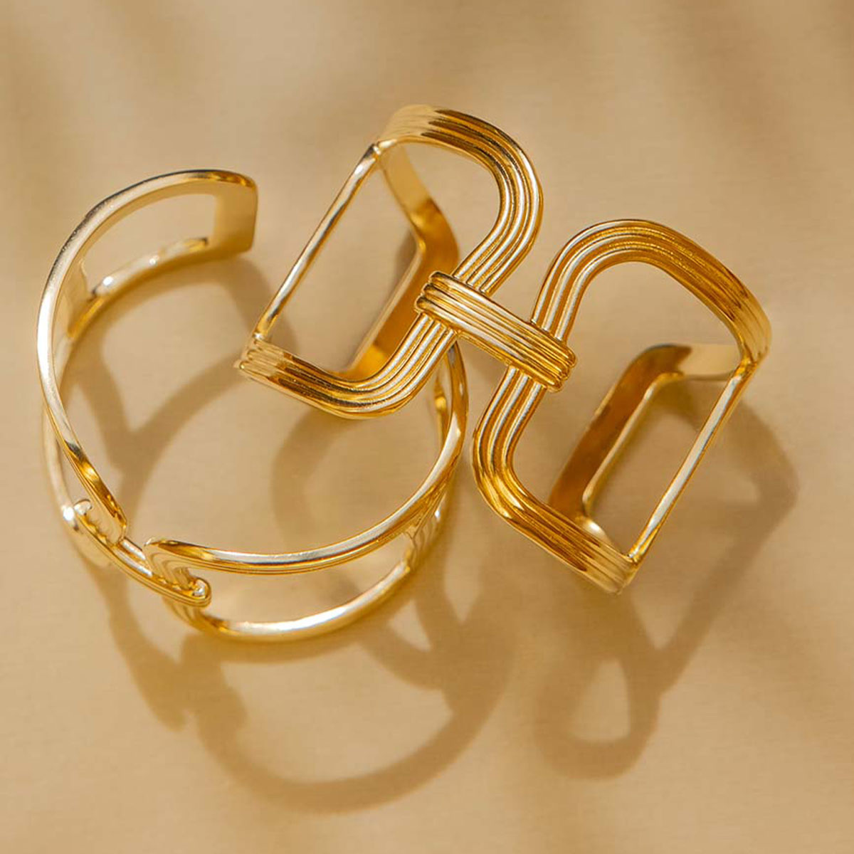 Cuff Organica Stone, Golden Brass - image 3