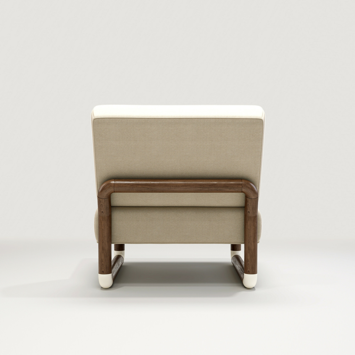 Fireside chair Nico, Blanc - L71 x P82 x H76,8 cm - Noyer/Lin - image 2