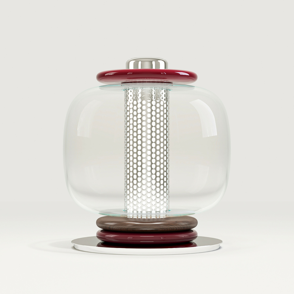 Luminaire Loulou | 1 module, Aubergine - H39 x ø34 cm - Blown glass/polished stainless steel - image 1