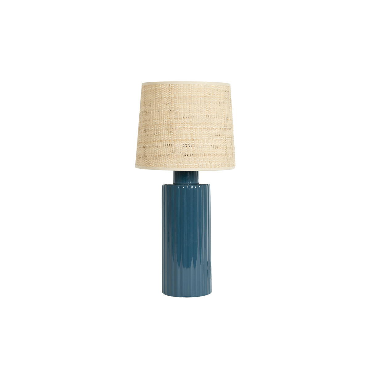 Lampe à poser Portofino, Bleu Sarah - H54 cm - Céramique / Abat-jour Rabane - image 1
