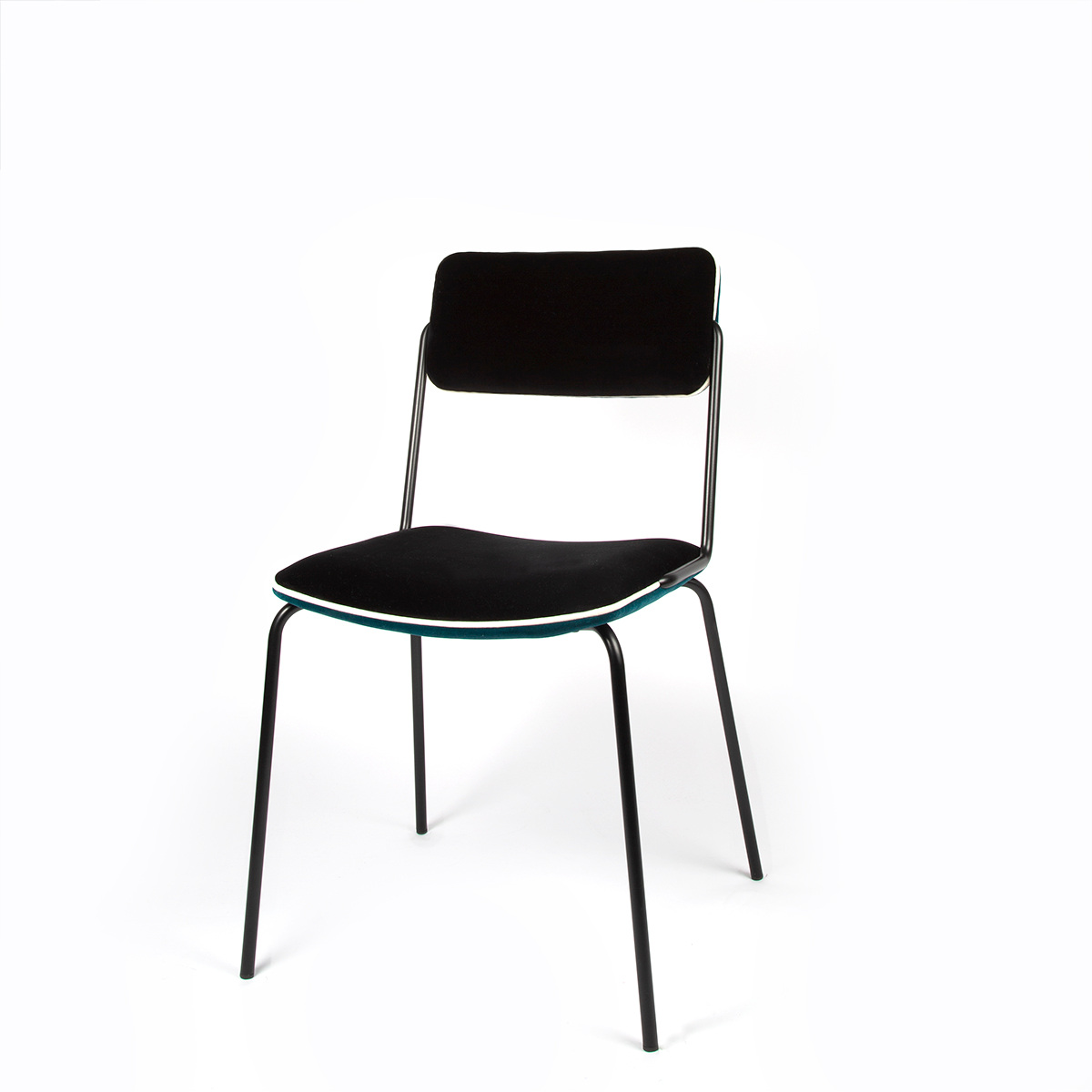 Chair Double Jeu, Bleu Sarah - H85 x W51 x D43 cm - Steel / Velvet - image 4