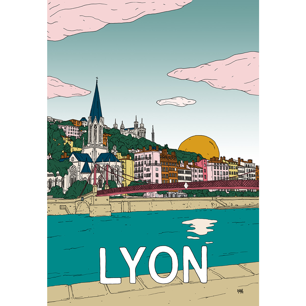 Poster Lyon, Semi-matte paper - L70 x W50 cm - image 1