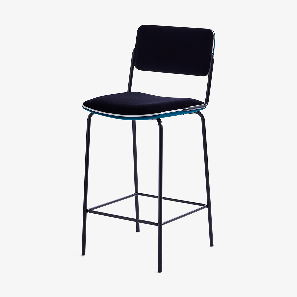 Kitchen island chair Double Jeu, Bleu Sarah - H95 x L42 x D42 cm - Velvet / Steel - image 2