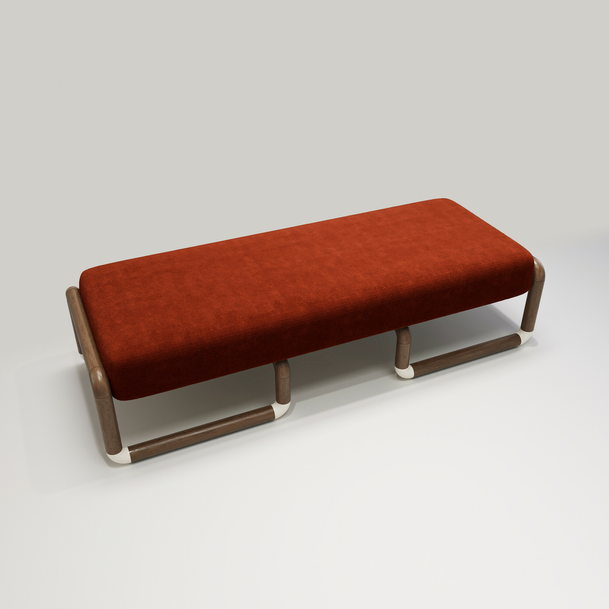 Nico bench, Red - L160 x W60 x H42 cm - Walnut/Mohair - image 1