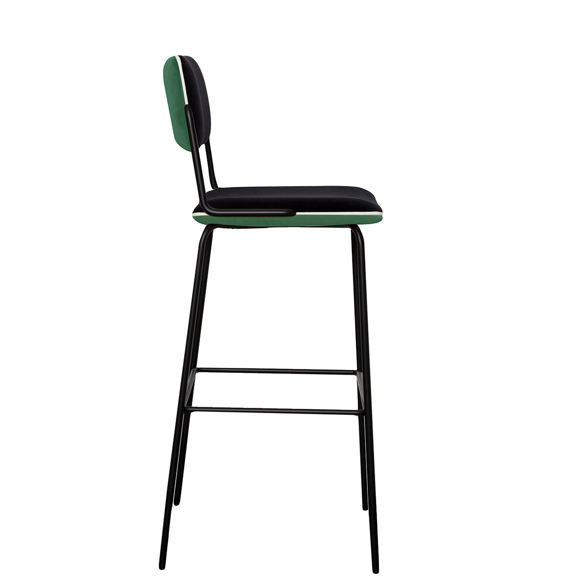 Bar Chair Double Jeu, Velvet / Green - H106 x W51 x D48 cm - Velvet / Steel - image 1